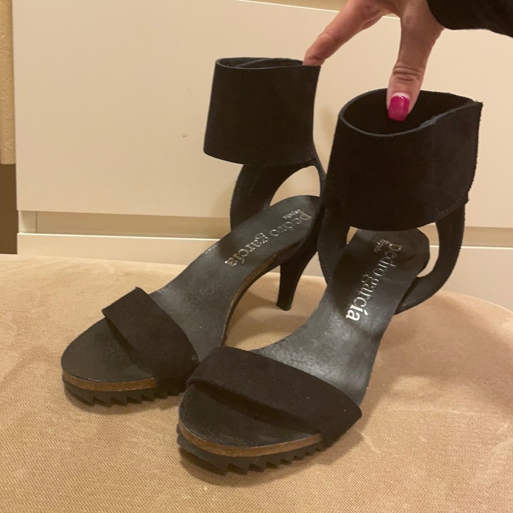Brand new Pedro Garcia black suede heel with rubber sole. Size 40